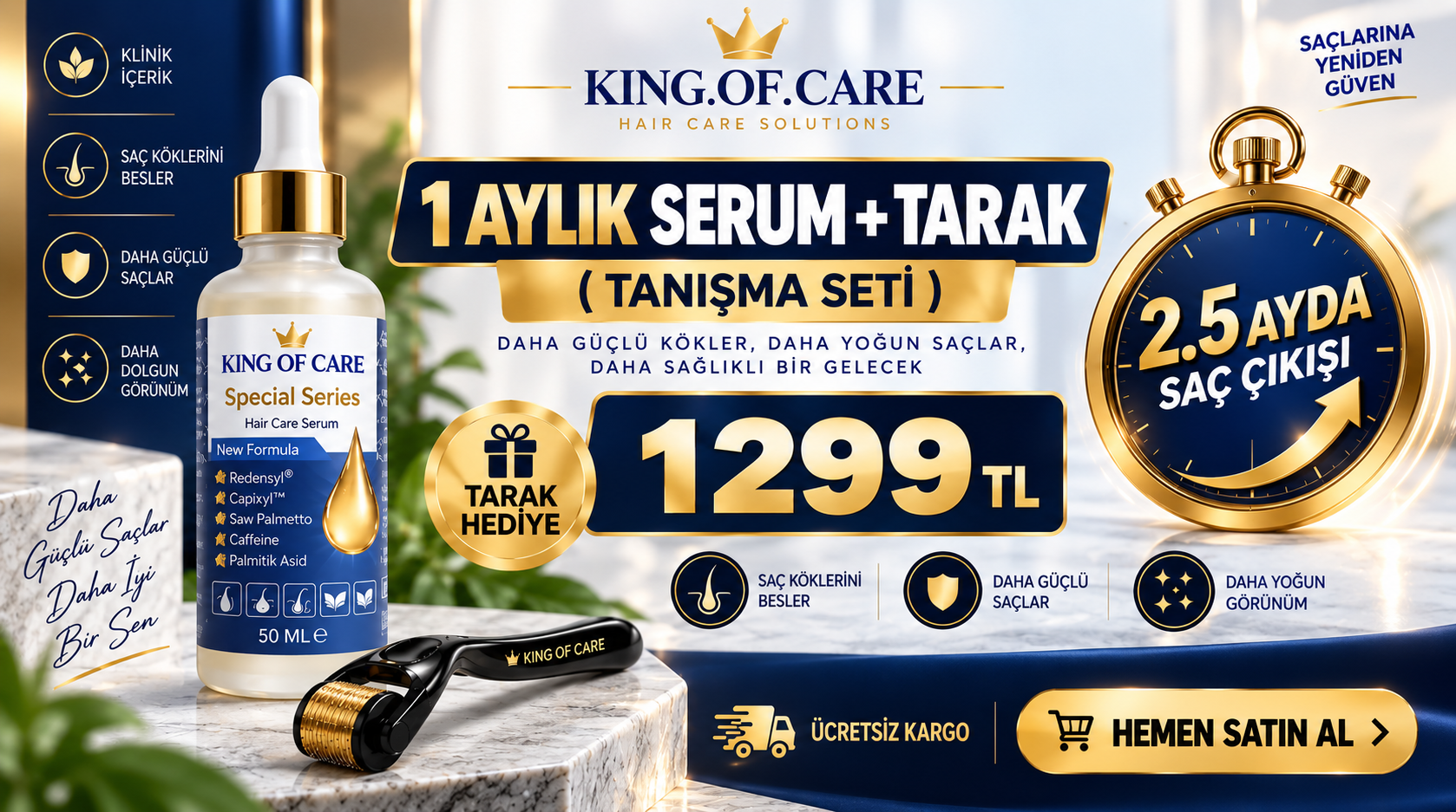1 Aylık Serum + Tarak Tanışma Seti