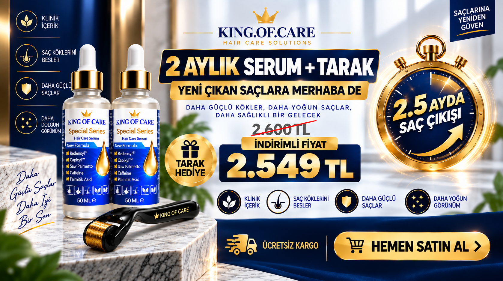 2 Aylık Serum + Tarak Yeni Çıkan Saçlara Merhaba De