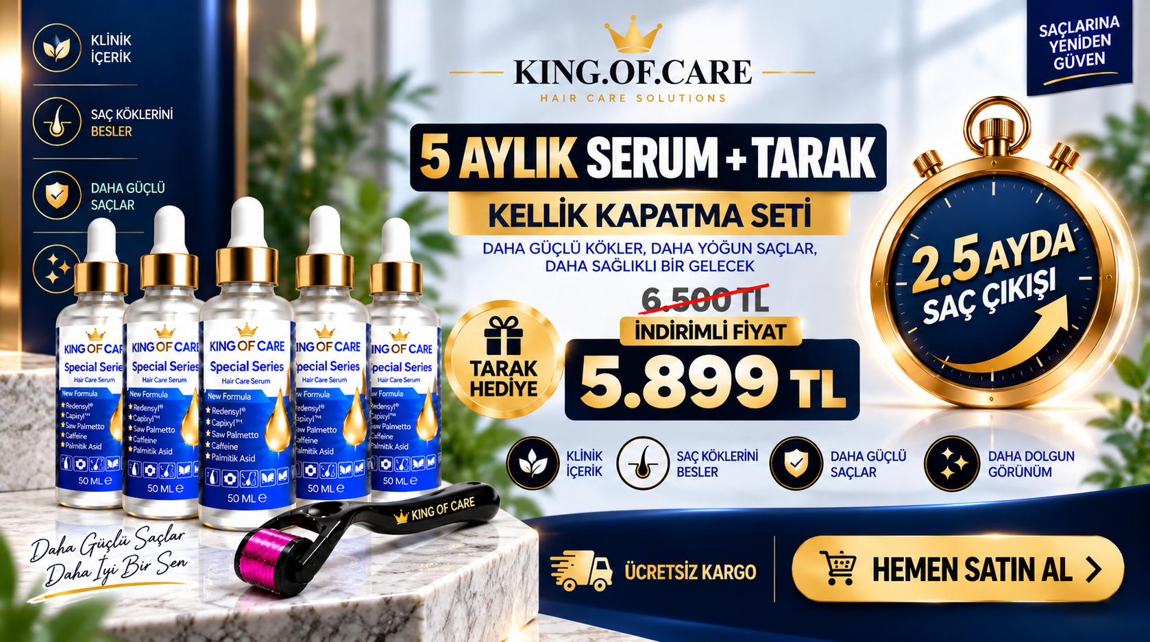 5 Aylık Serum + Tarak Kellik Kapatma Seti
